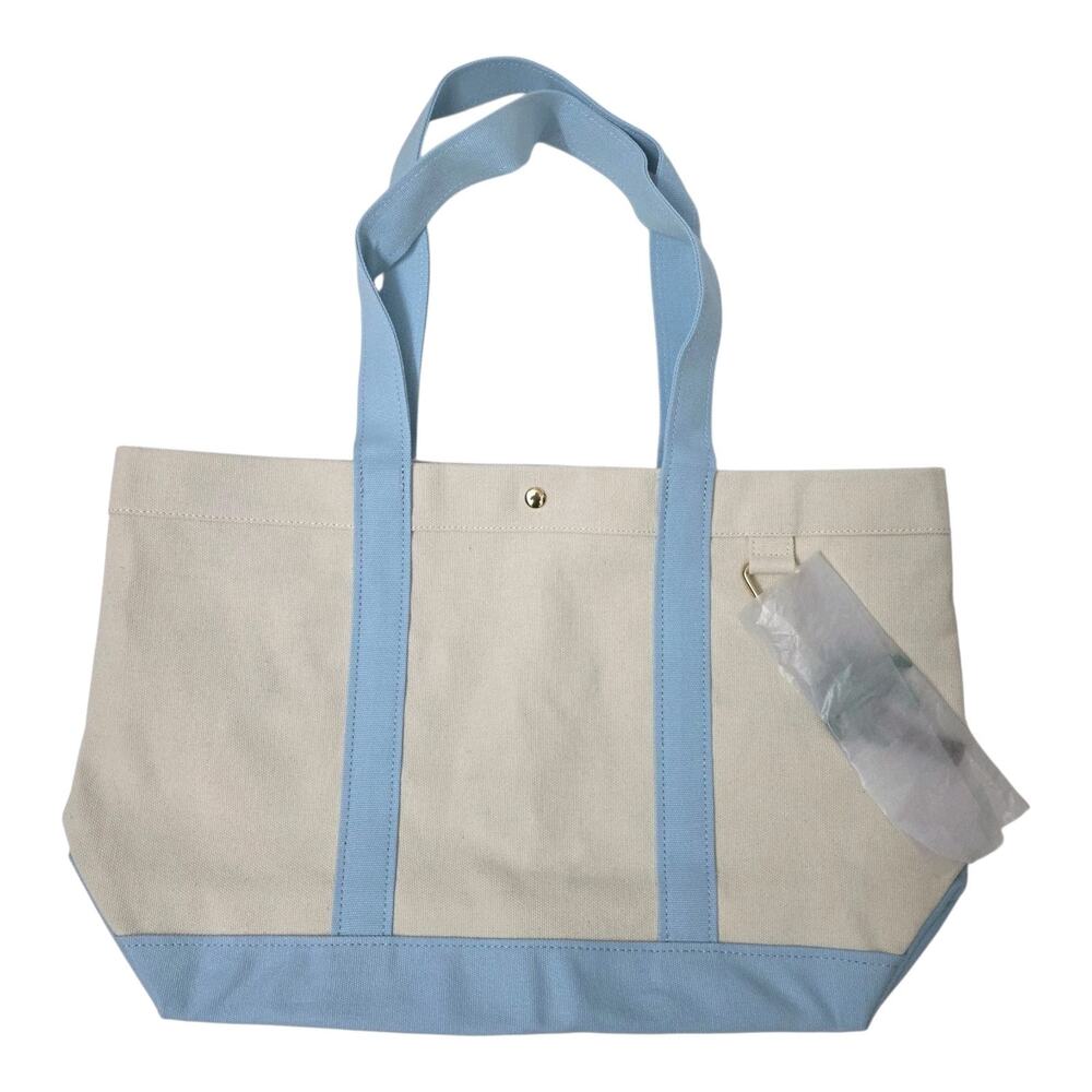 BaubleBar Away We Go Tote Bag New Fun Bag Blue And Cream Large - Picture 2 of 6